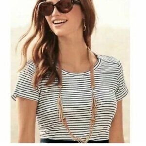 CABI Zip Crop Top White/Black Striped Style #5191 Sz M EUC